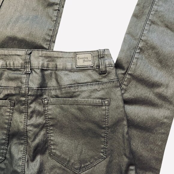 COUNTRY DENIM AUSTRALIA Black‎ Wax Jeans Women's Size 10 Skinny Stretch Mid-Rise - Picture 3 of 13